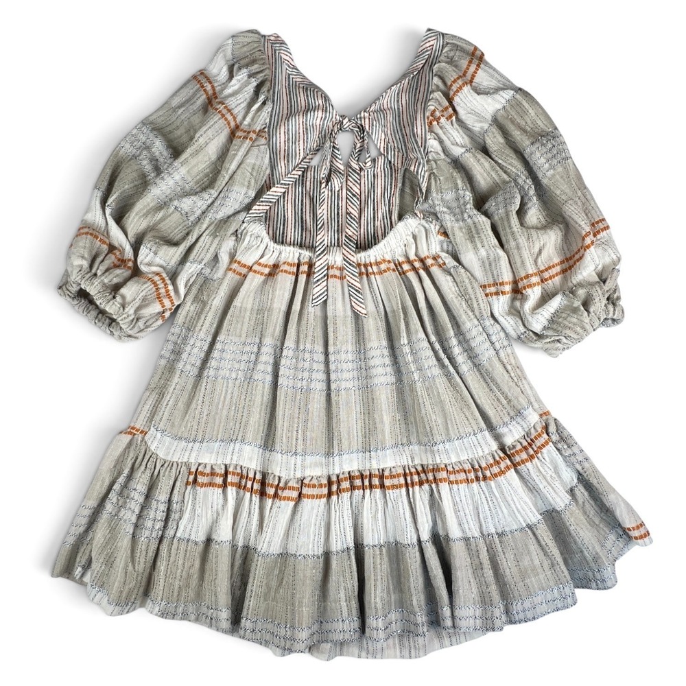 Free People All Lined Up Women's Sz S Mini Dress Striped Open Tie Back $148 - Picture 6 of 13